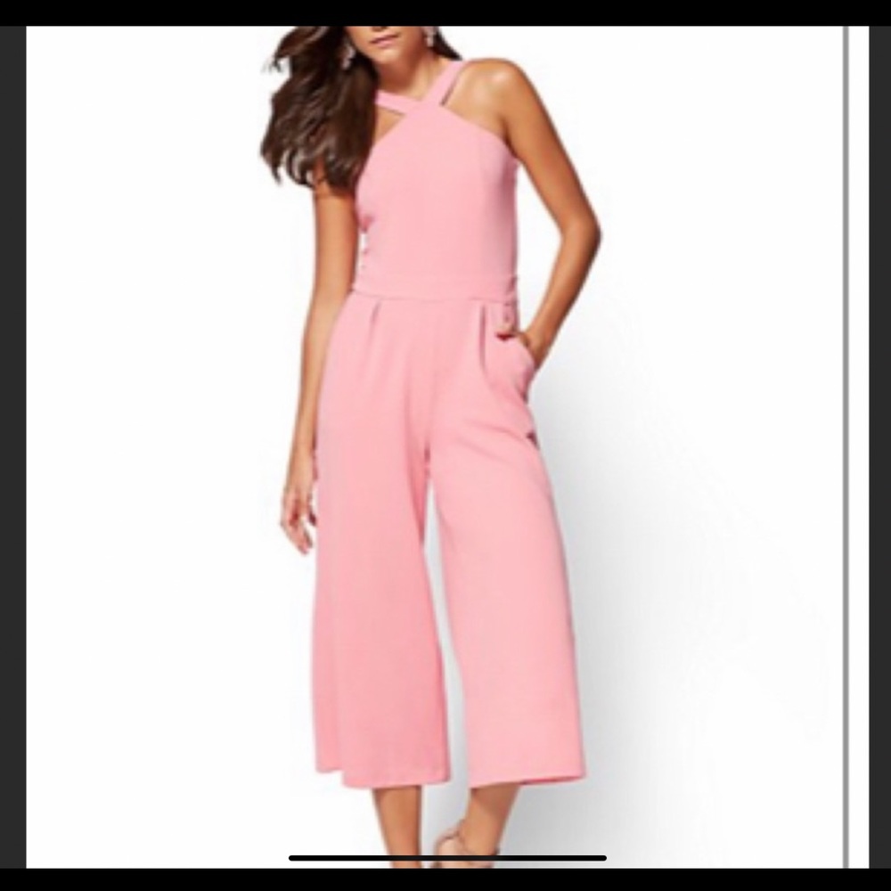 New York and Conpany pink cropped jumpsuit